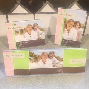 ❤️Acrylic Frame Set of 3❤️NEW 5 X 7 and 4 X 12